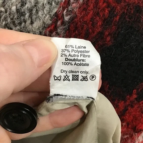 Madewell Red Plaid Wool Blend Peacoat Jacket XS Mid Length Winter Coat Classic - Picture 7 of 8